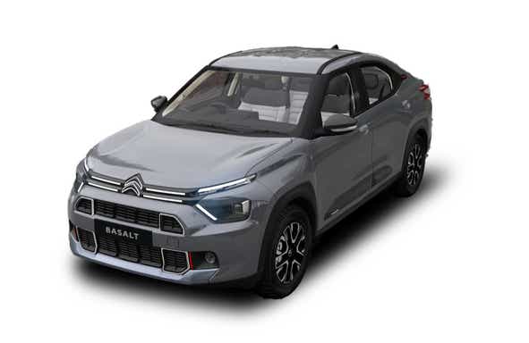 front three-quarter of a Platinum Grey Citroen Basalt