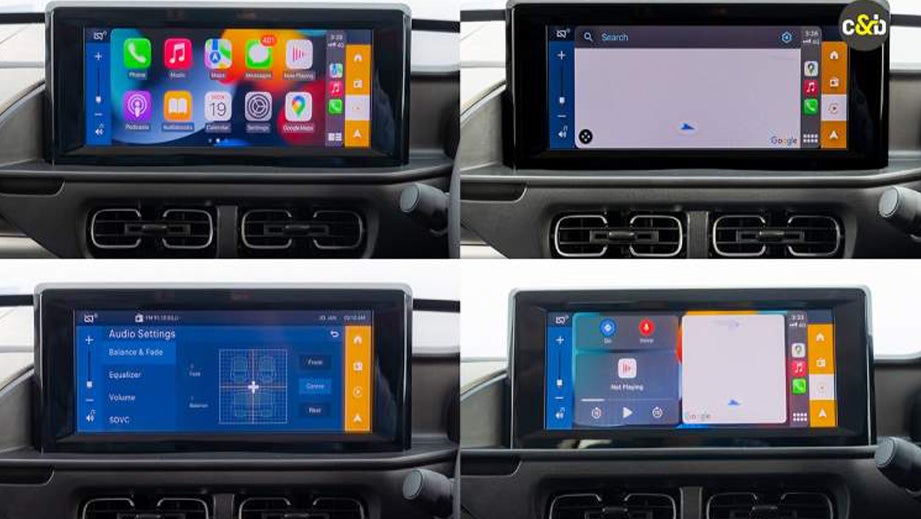 Infotainment screen close-up of a Citroen eC3