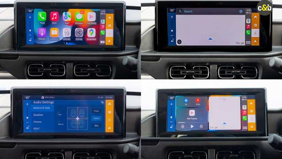 Infotainment screen close-up of a Citroen eC3