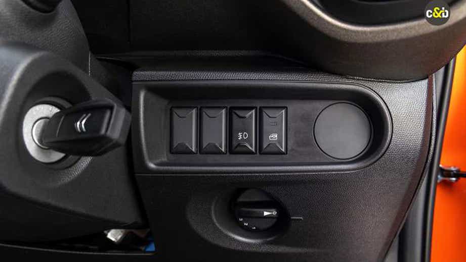 dashboard switch panel close-up of a Citroen eC3