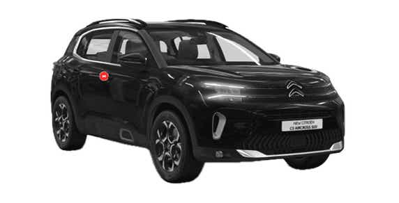 front three-quarter view of a Perla Nera Black Citroen C5 Aircross