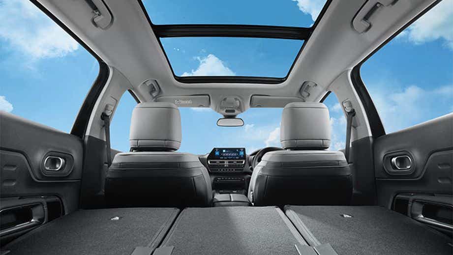 Interior cabin and panoramic sunroof of a Citroen C5 Aircross