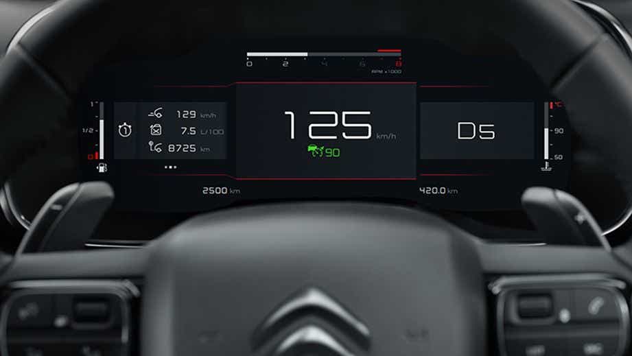 instrument cluster view of a Citroen C5 Aircross
