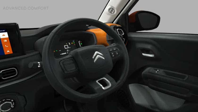 interior dashboard view of a Citroen C3