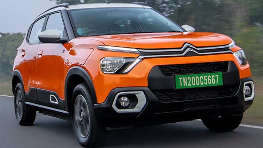 front three-quarter view of a Citroen eC3