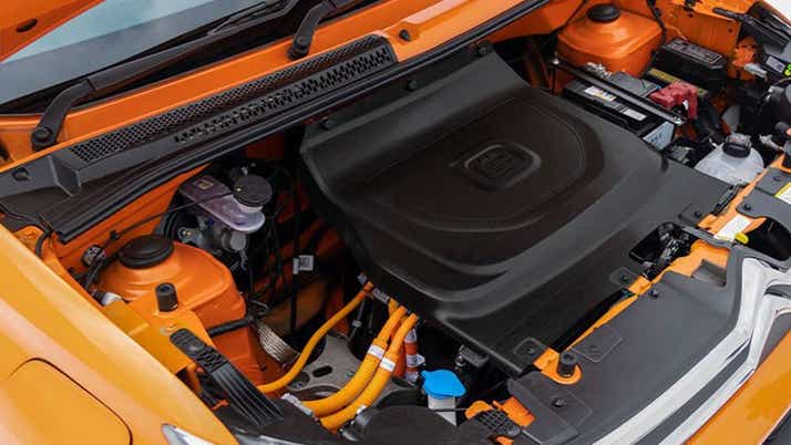 close-up of the engine bay of a Citroen eC3
