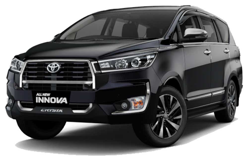 front three-quarter of a Attitude Black Toyota Innova Crysta
