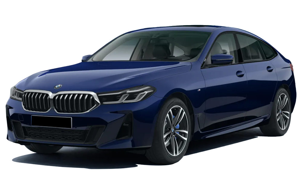 front three-quarter of a Individual Tanzanite Blue BMW 6 Series