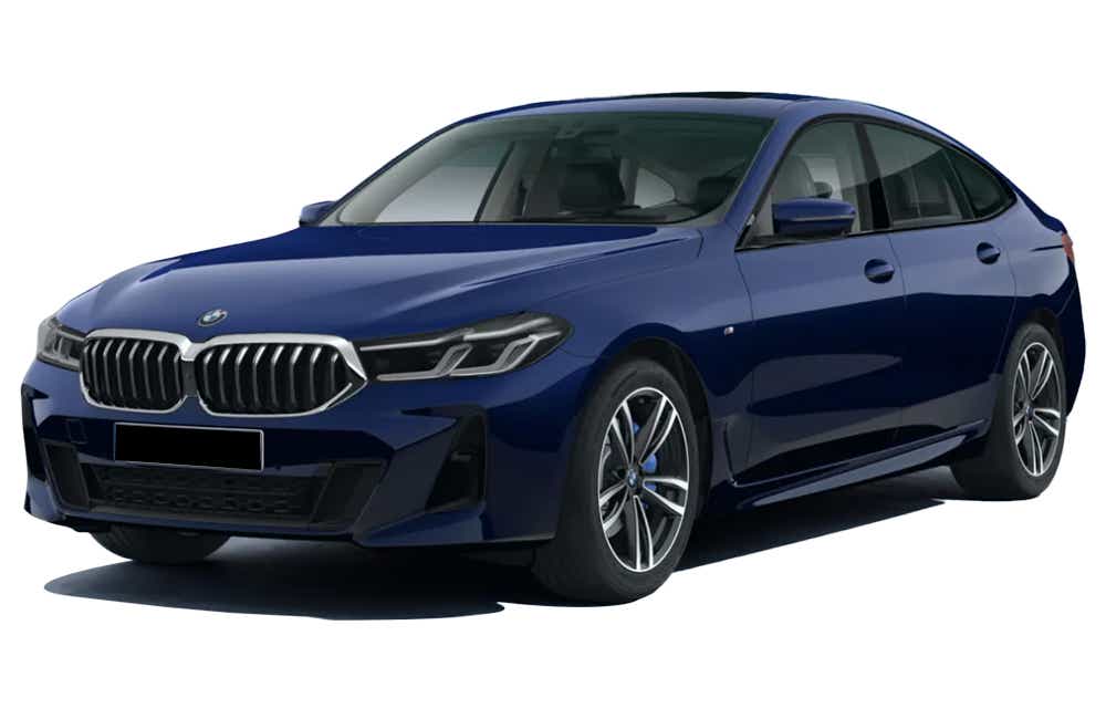 front three-quarter of a Individual Tanzanite Blue BMW 6 Series