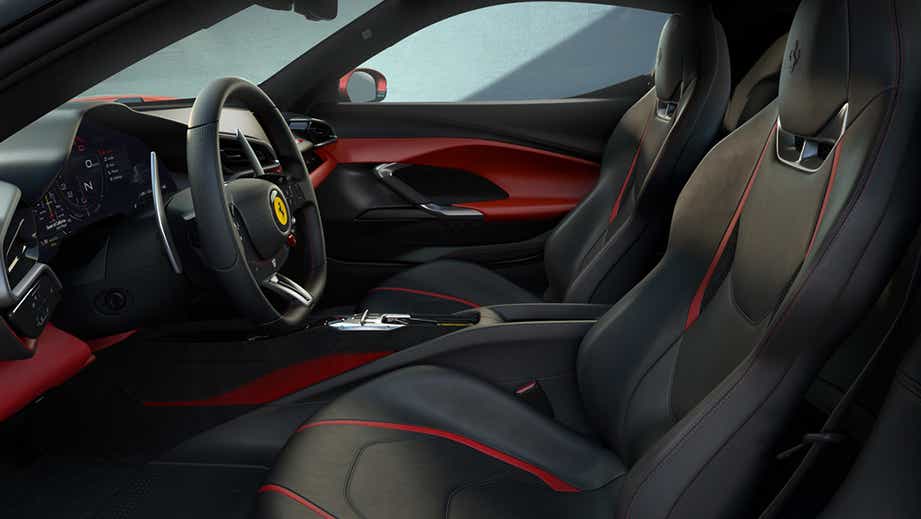 interior dashboard and seats of a Ferrari 296 GTB