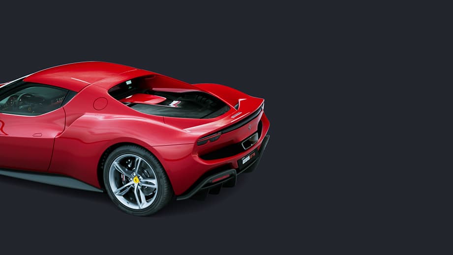 rear three-quarter of a Ferrari 296 GTB