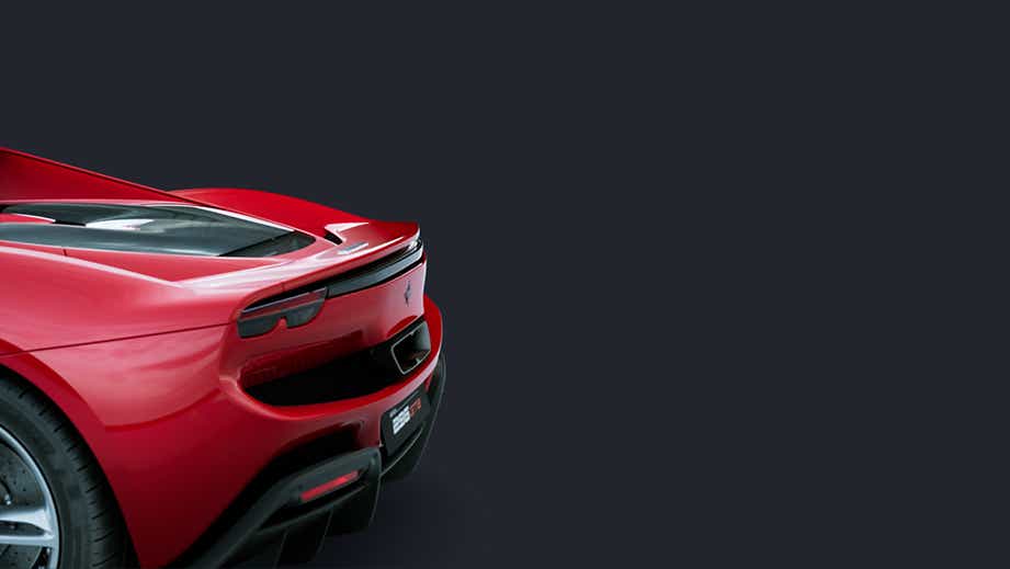 rear view of a Rosso Ferrari Ferrari 296 GTB