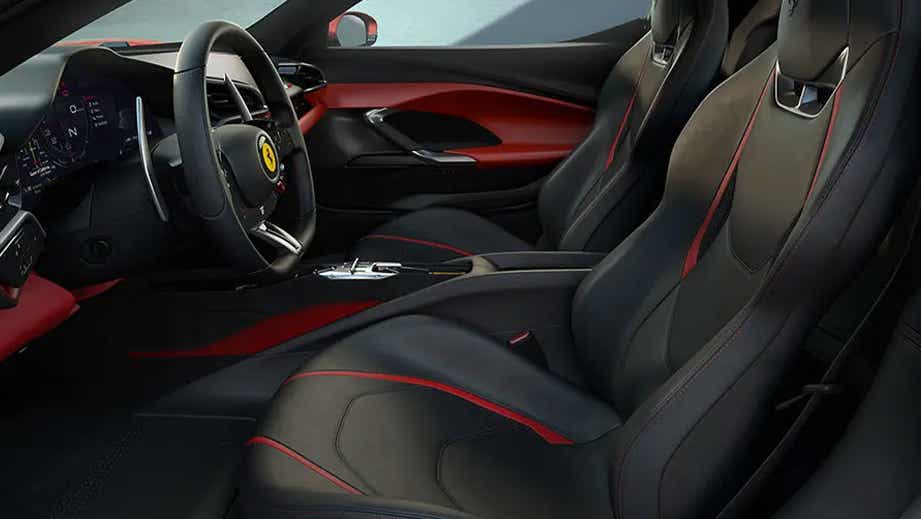 interior dashboard and seats of a Ferrari 296 GTB