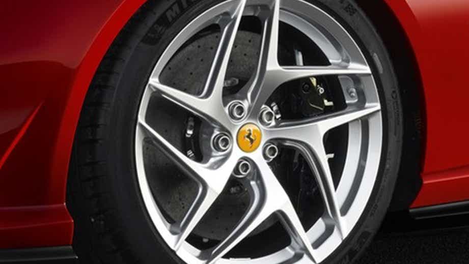 Front wheel close-up of a Ferrari 812