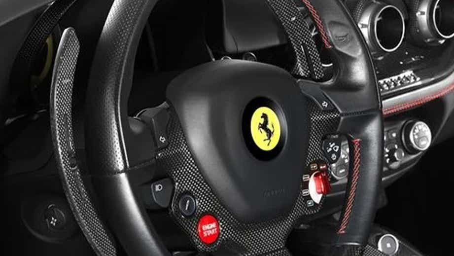Steering wheel and dashboard of a Ferrari 812