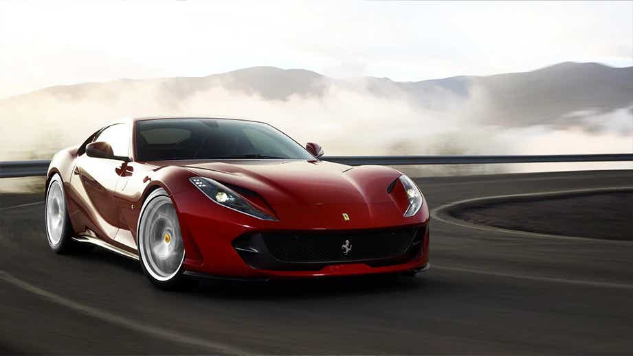 front three-quarter view of a Ferrari 812