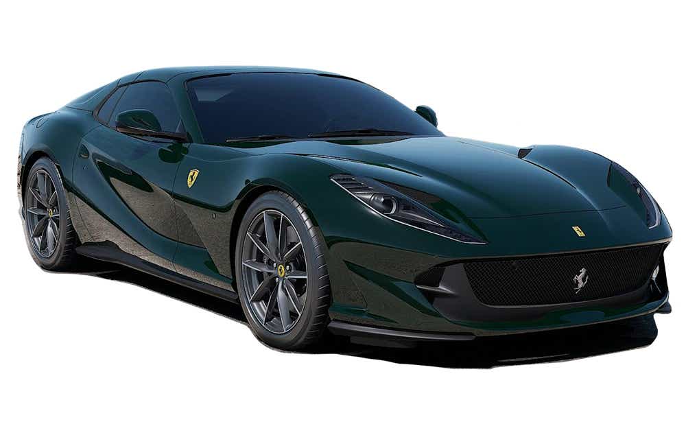 front three-quarter view of a Verde British Ferrari 812