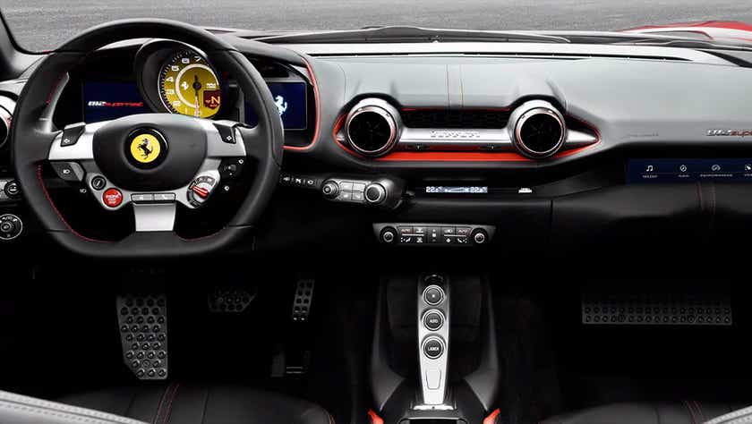 interior dashboard of a Ferrari 812