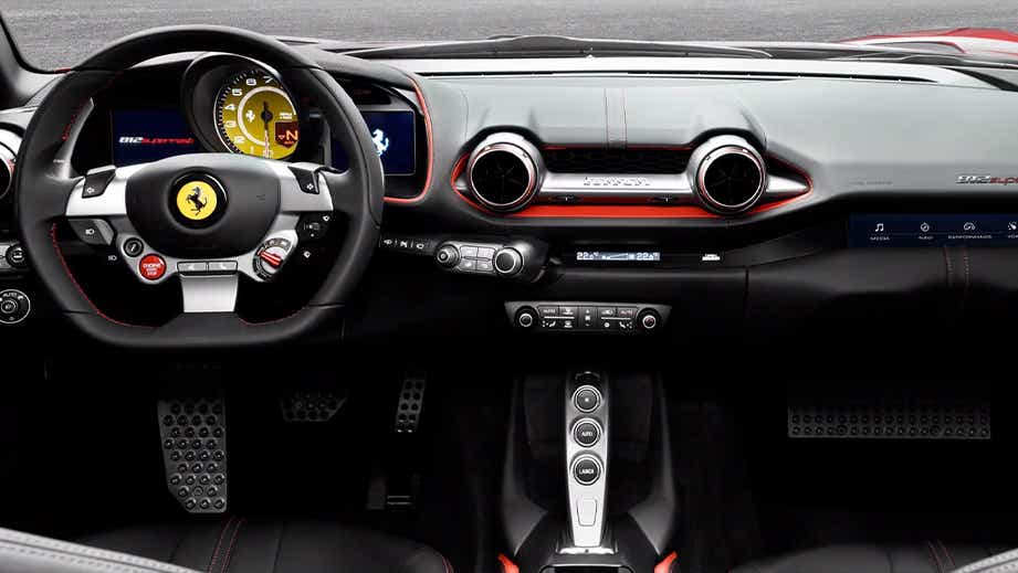 interior dashboard of a Ferrari 812