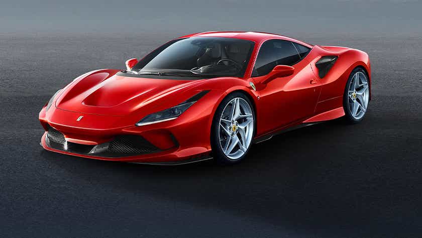 front three-quarter view of a Ferrari F8 Tributo