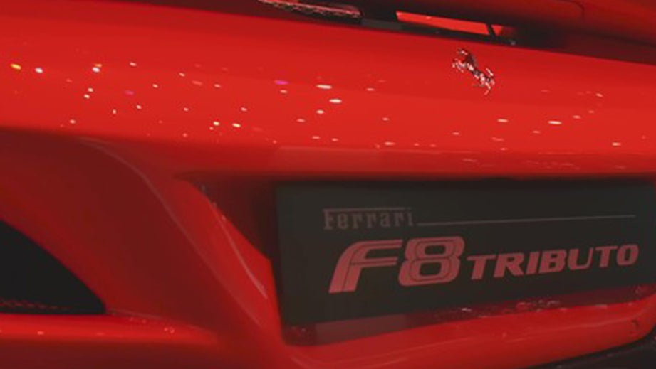 Rear close-up of a Ferrari F8 Tributo