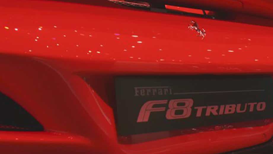 Rear close-up of a Ferrari F8 Tributo