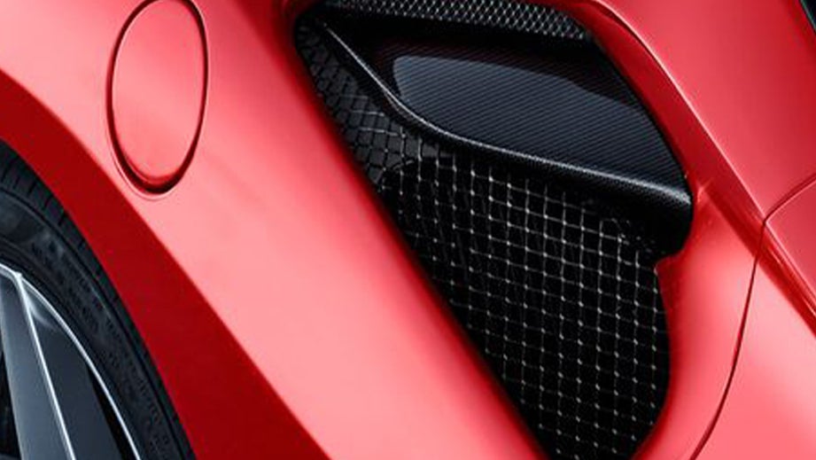 Rear quarter panel and air intake of a Ferrari F8 Tributo