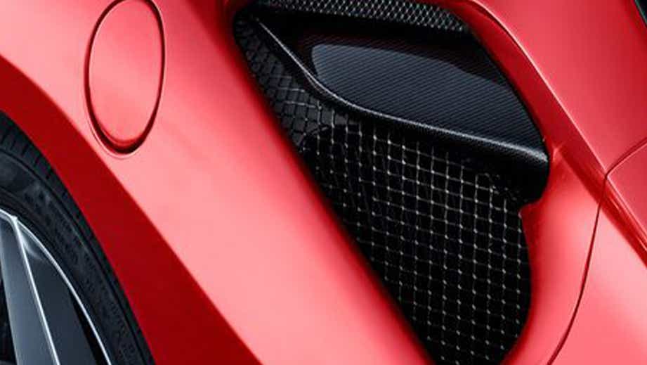 Rear quarter panel and air intake of a Ferrari F8 Tributo