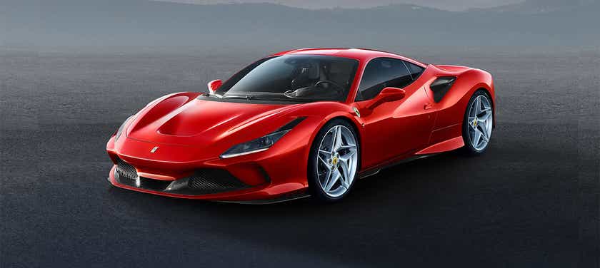 front three-quarter view of a Ferrari F8 Tributo