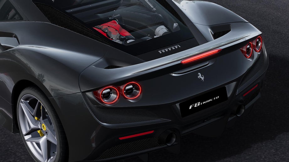 Rear three-quarter view of a Ferrari F8 Tributo