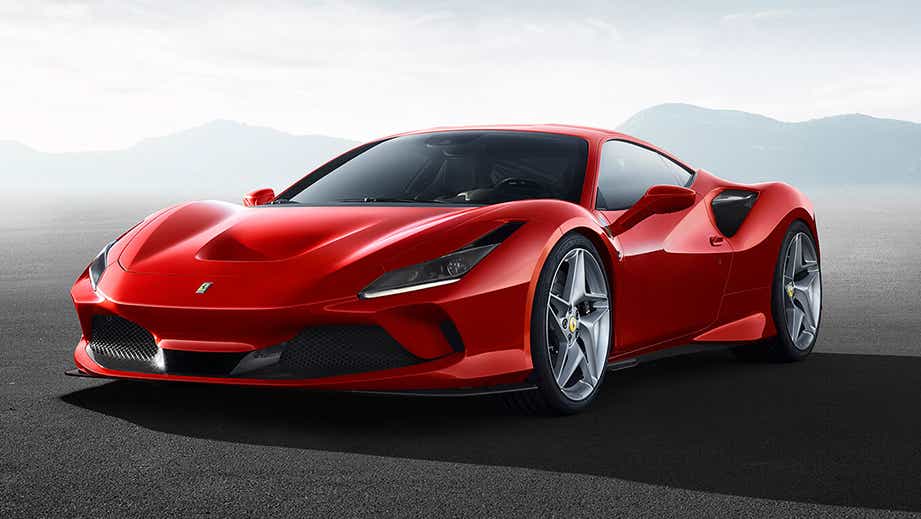 front three-quarter view of a Ferrari F8 Tributo