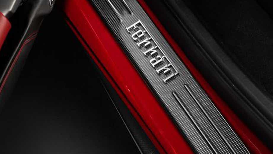 Door sill plate of a Ferrari F8 Tributo