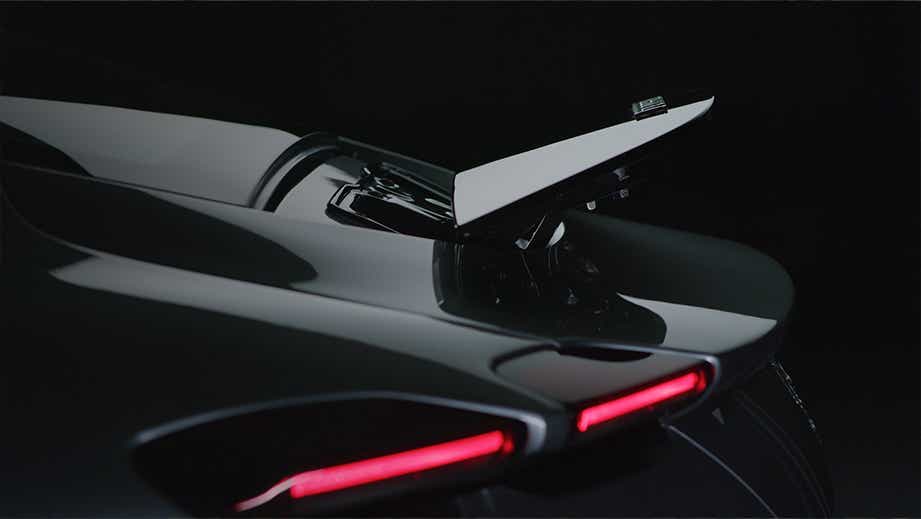 Rear spoiler close-up of a Ferrari Roma