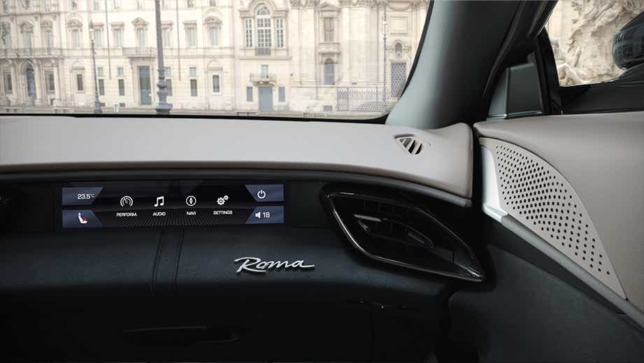 interior dashboard of a Ferrari Roma
