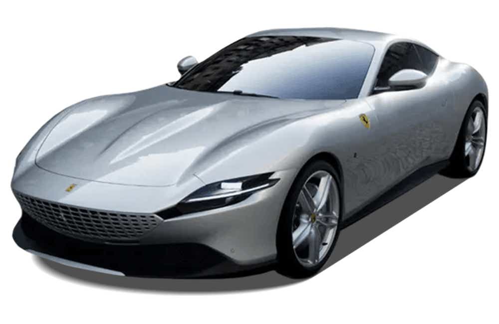front three-quarter view of a Ferrari Roma