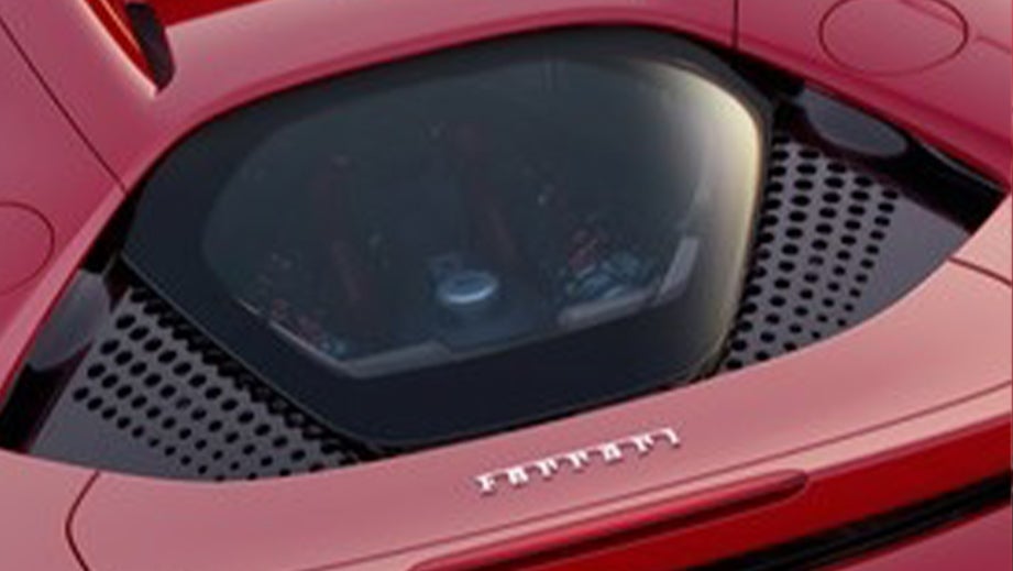 Engine cover view of a Ferrari SF90 Stradale