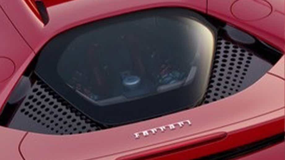 Engine cover view of a Ferrari SF90 Stradale
