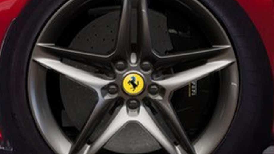 Close-up of a wheel on a Ferrari SF90 Stradale