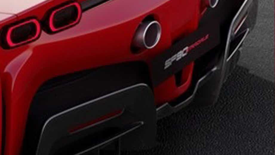Rear close-up of a Ferrari SF90 Stradale