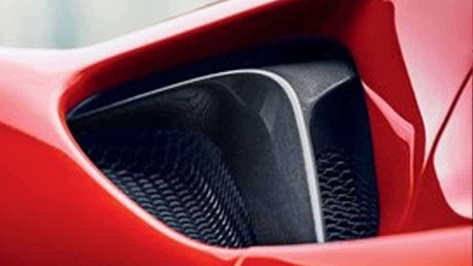 close-up of a Ferrari SF90 Stradale air intake