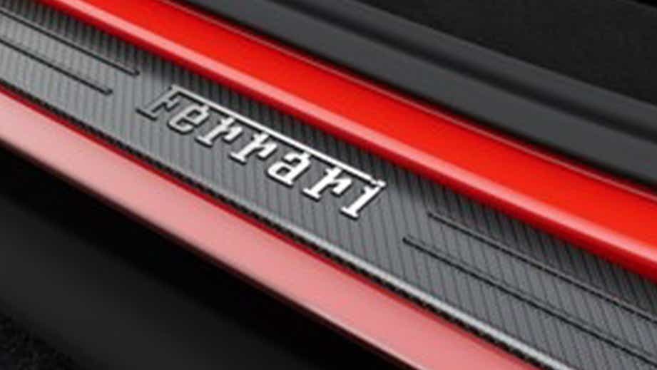 Door sill close-up of a Ferrari SF90 Stradale