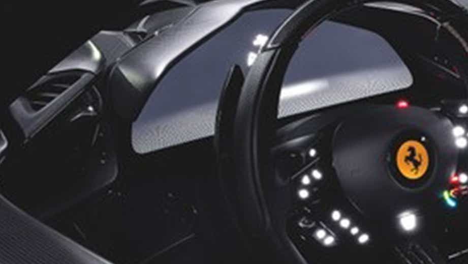 Interior dashboard of a Ferrari SF90 Stradale