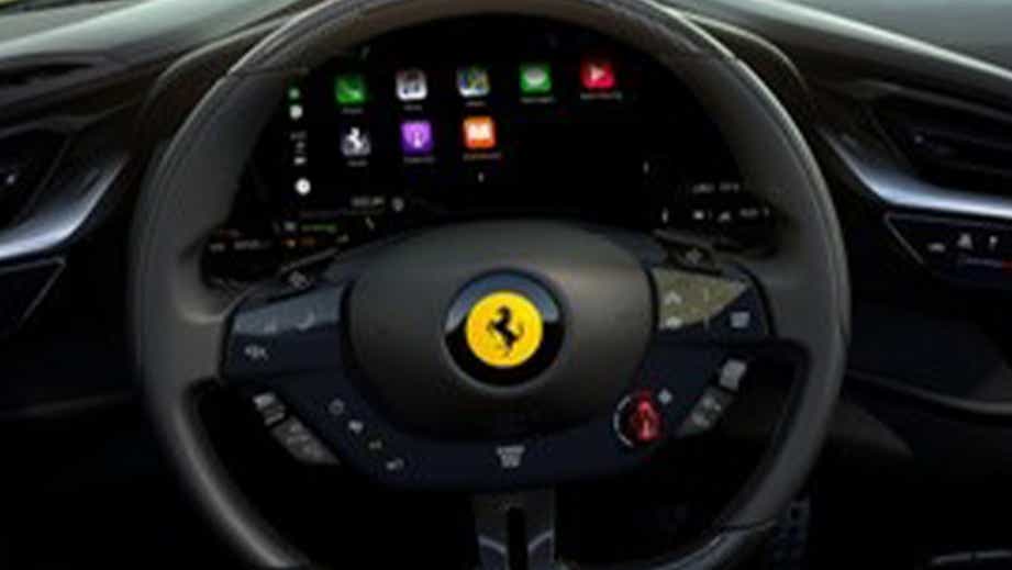 Steering wheel and dashboard of a Ferrari SF90 Stradale