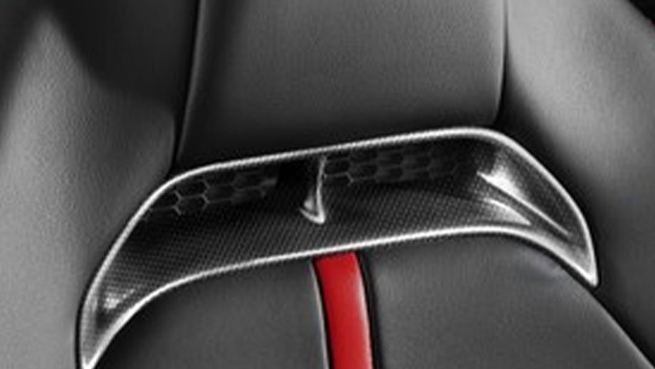close-up of seat detail of a Ferrari SF90 Stradale