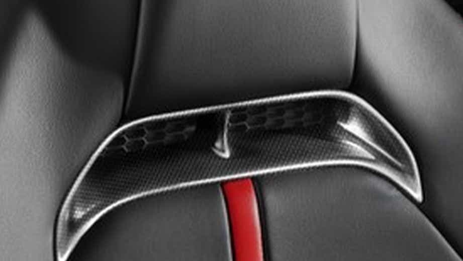 close-up of seat detail of a Ferrari SF90 Stradale