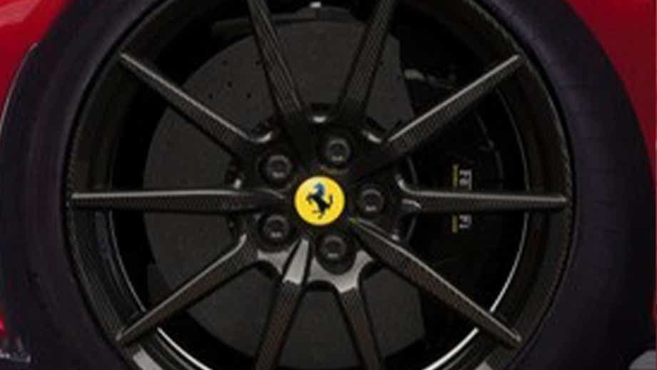 Wheel close-up of a Ferrari SF90 Stradale