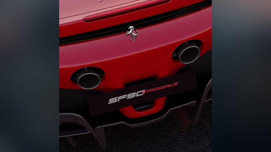 Rear fascia and exhausts of a Ferrari SF90 Stradale