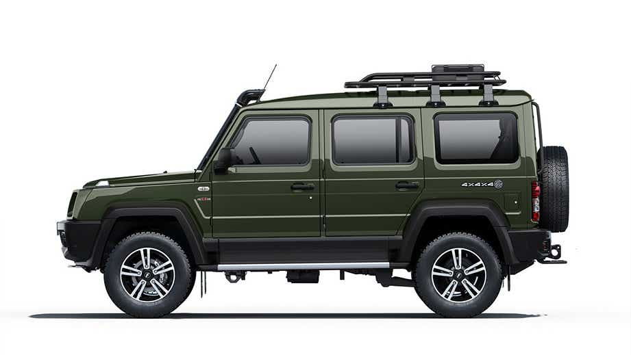 side profile of a Green Force Gurkha 5-Door