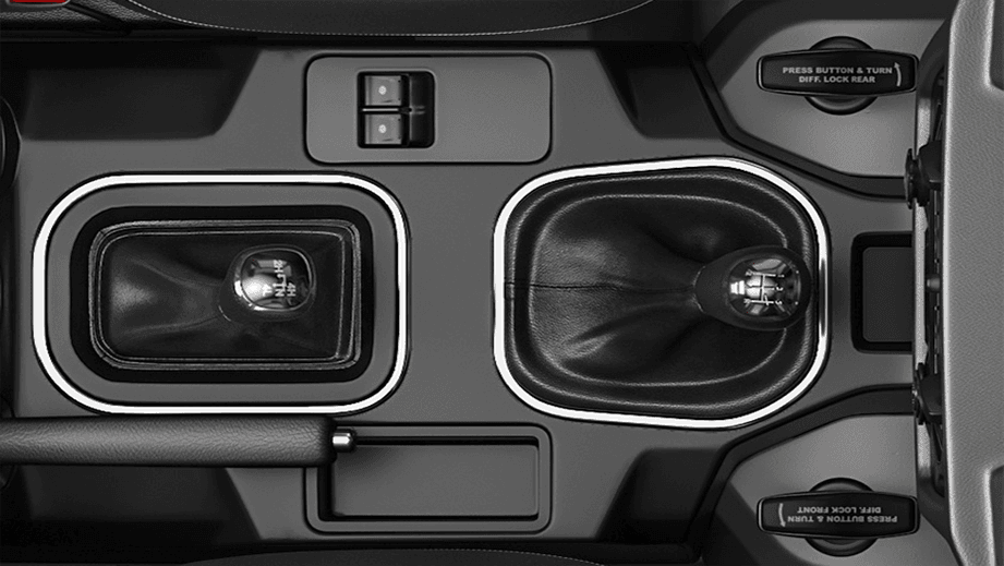 gear shifters and center console of a Force Gurkha