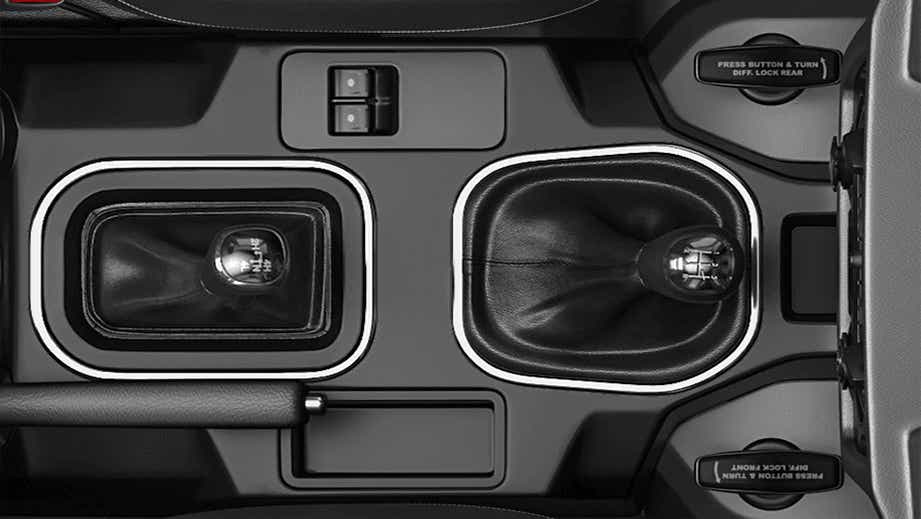 gear shifters and center console of a Force Gurkha